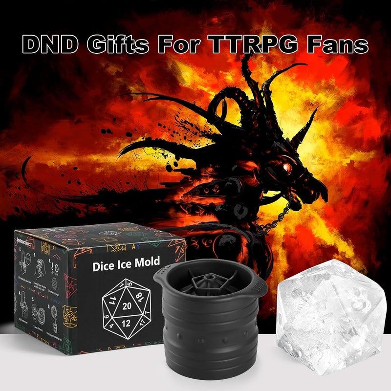 TPPICK D20 Dice Ice Mold, DND Gamer Gifts for Men Women, Cool Christmas Stocking Stuffers Ideas for Adults TRGP Lover, Large Silicone D&D Accessories Ice Cube Tray for Cocktails,Bourbon,Whiskey,Game - Image 5